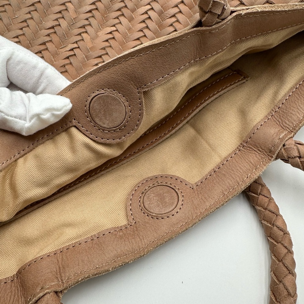 Woven Tote Shoulder Bag in Natural Tan - Picture 9 of 11